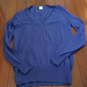 Jcrew blue cotton V-neck sweater